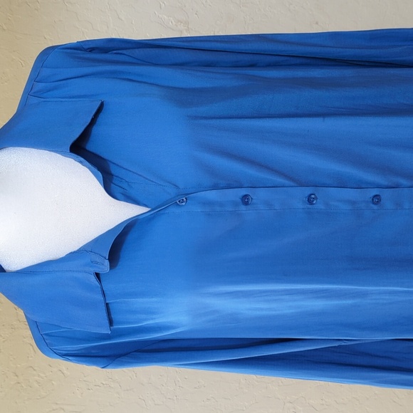 Simply Vera Blue Long Sleeve Button Down Tunic Blouse Size XL - Picture 4 of 10